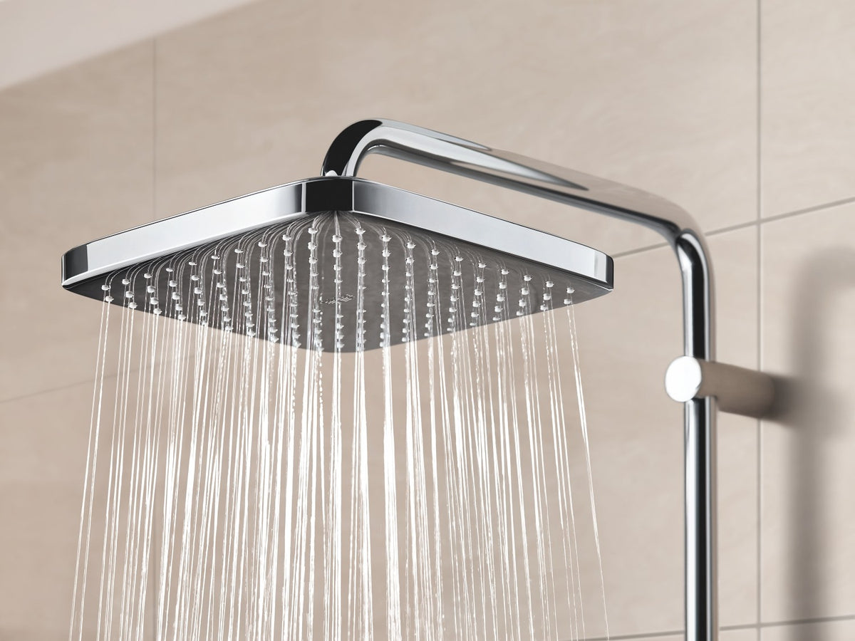 Coloana dus Grohe Vitalio,palarie patrata 25 cm,para de mana,crom,montare pe perete, fara baterie-26698001