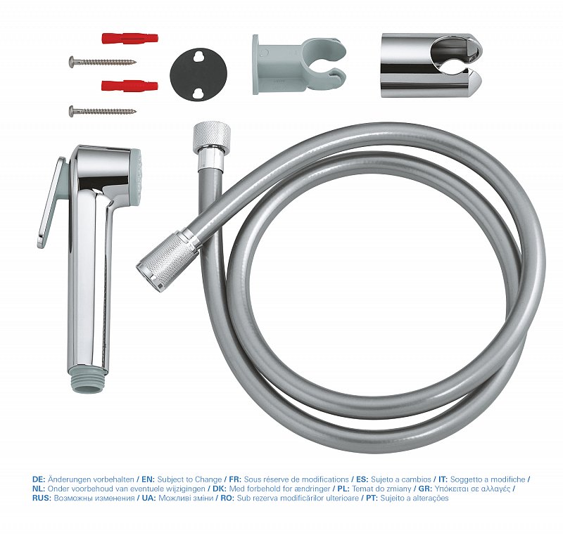 Dus igiena intima Grohe cu suport perete si furtun dus,fara baterie,furtun 1,25m-27513001