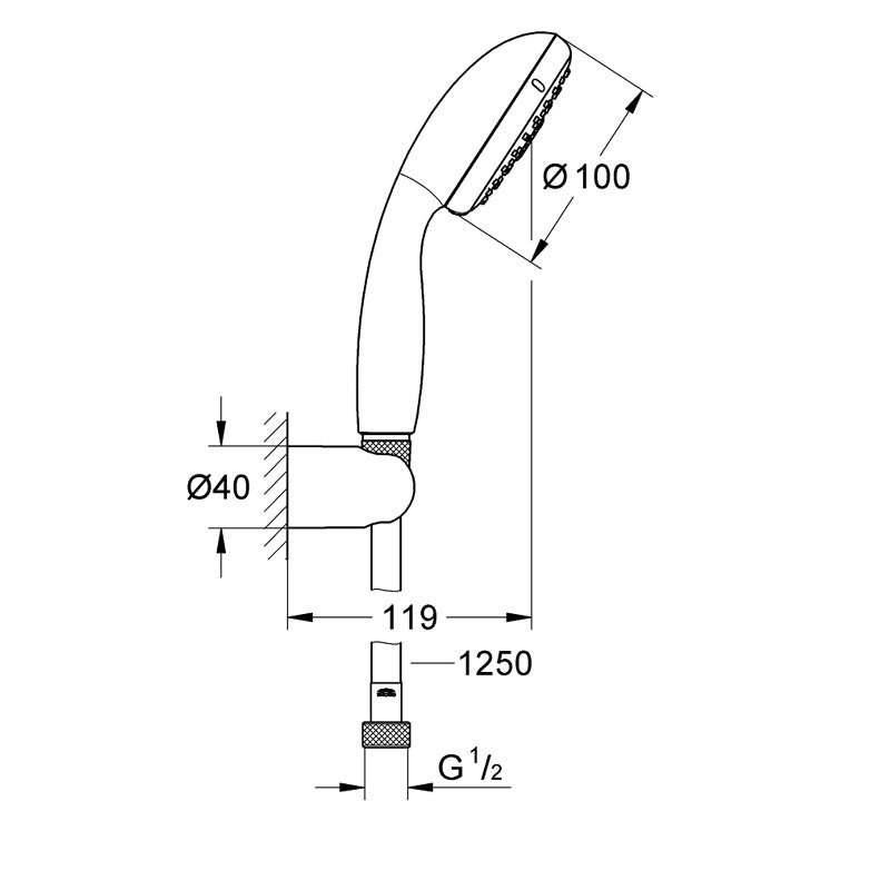Pachet: Baterie cada/dus Grohe Eurosmart-33300002+Set dus Grohe New Tempesta 100-27799001,furtun 1.25m