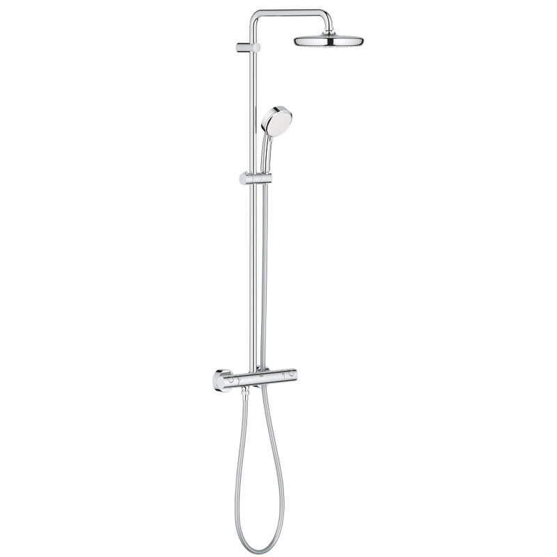 Pachet: Coloana dus Grohe New Tempesta 210-27922001, Baterie lavoar blat Grohe BauEdge XL-23761000, Agăţătoare Grohe BauCosmopolitan-40461001