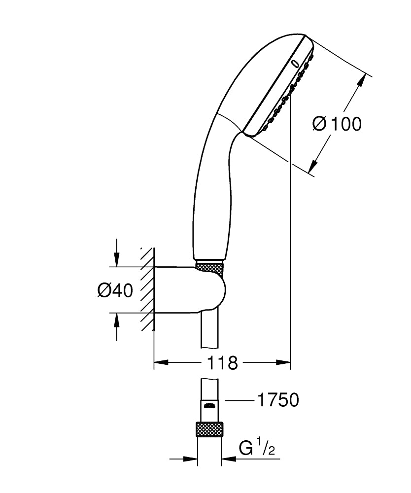 Pachet baterie cada Grohe Essence,set dus porter,furtun 1.75,crom(33624001,27944000 )