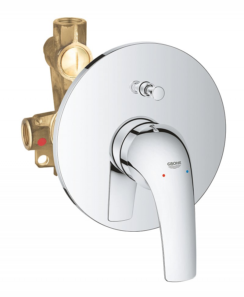 Baterie cada/dus  Grohe Start Curve, montaj incastrat, monocomanda, diverter, cartus ceramic, crom-29115000