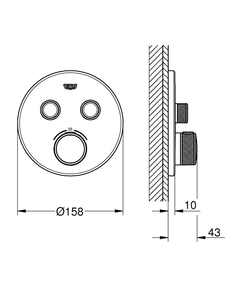 Baterie dus doua iesiri Grohe Grohtherm SmartControl, cu termostat, fara corp incastrat-29119000