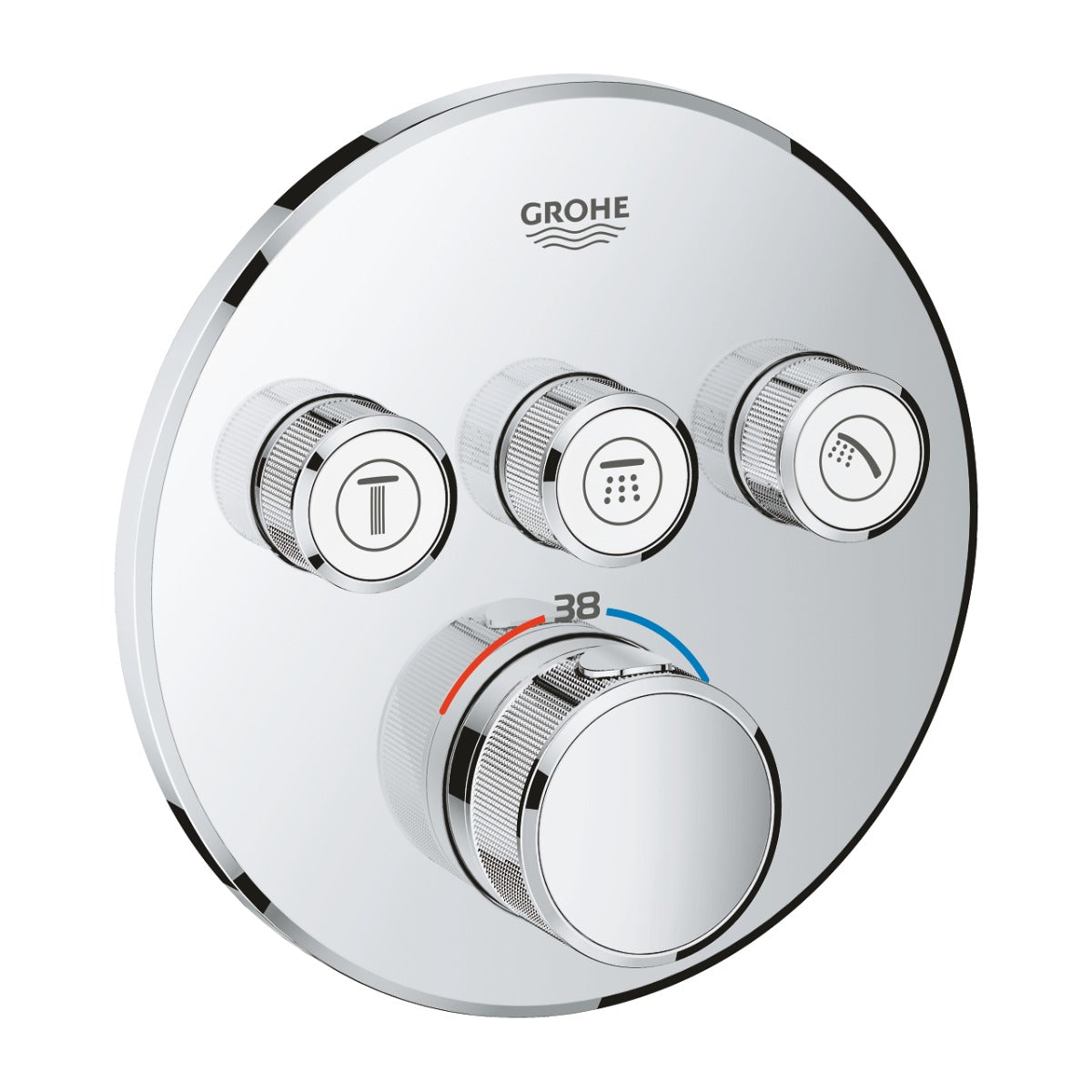 Baterie cada termostatata Grohe Grohtherm SmartControl Round, 3 functii, montaj incastrat, crom - 29121000