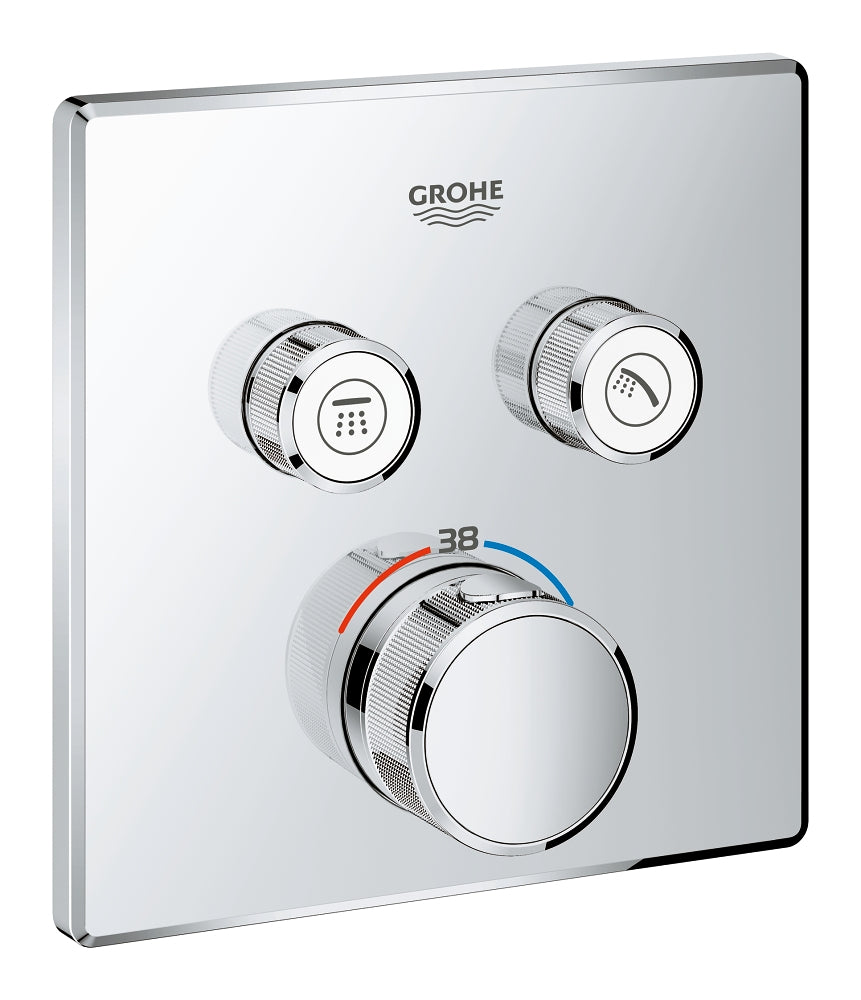 Baterie dus cu 2 iesiri, Grohe Smartcontrol, parte aparenta, patrat, cu termostat-29124000