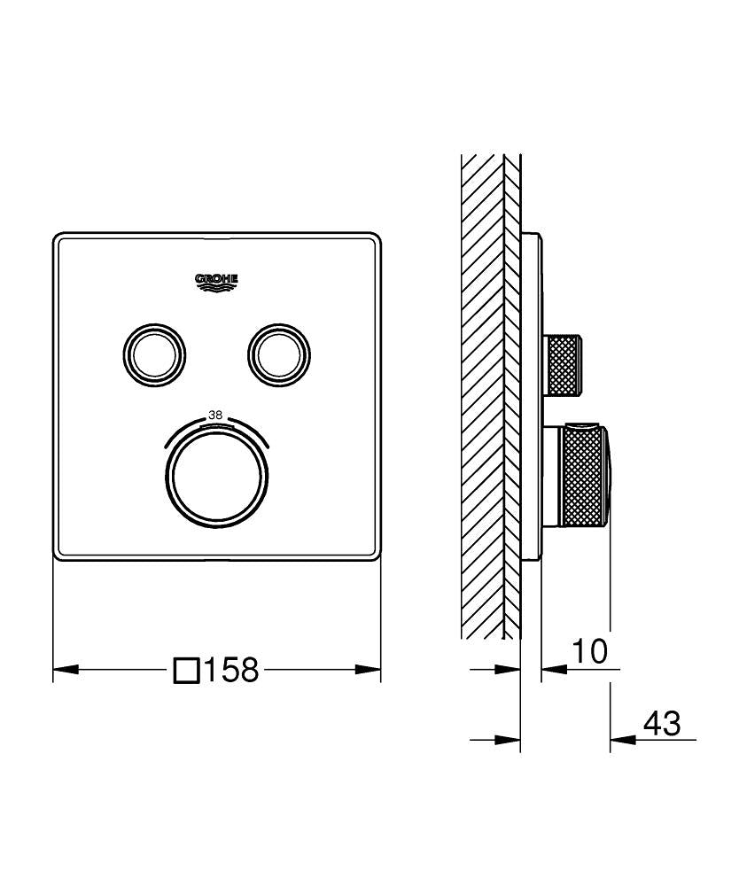 Unitate control Grohe Grohtherm Smartcontrol , 2 iesiri, termostat, brushed cool sunrise - 29124GN0