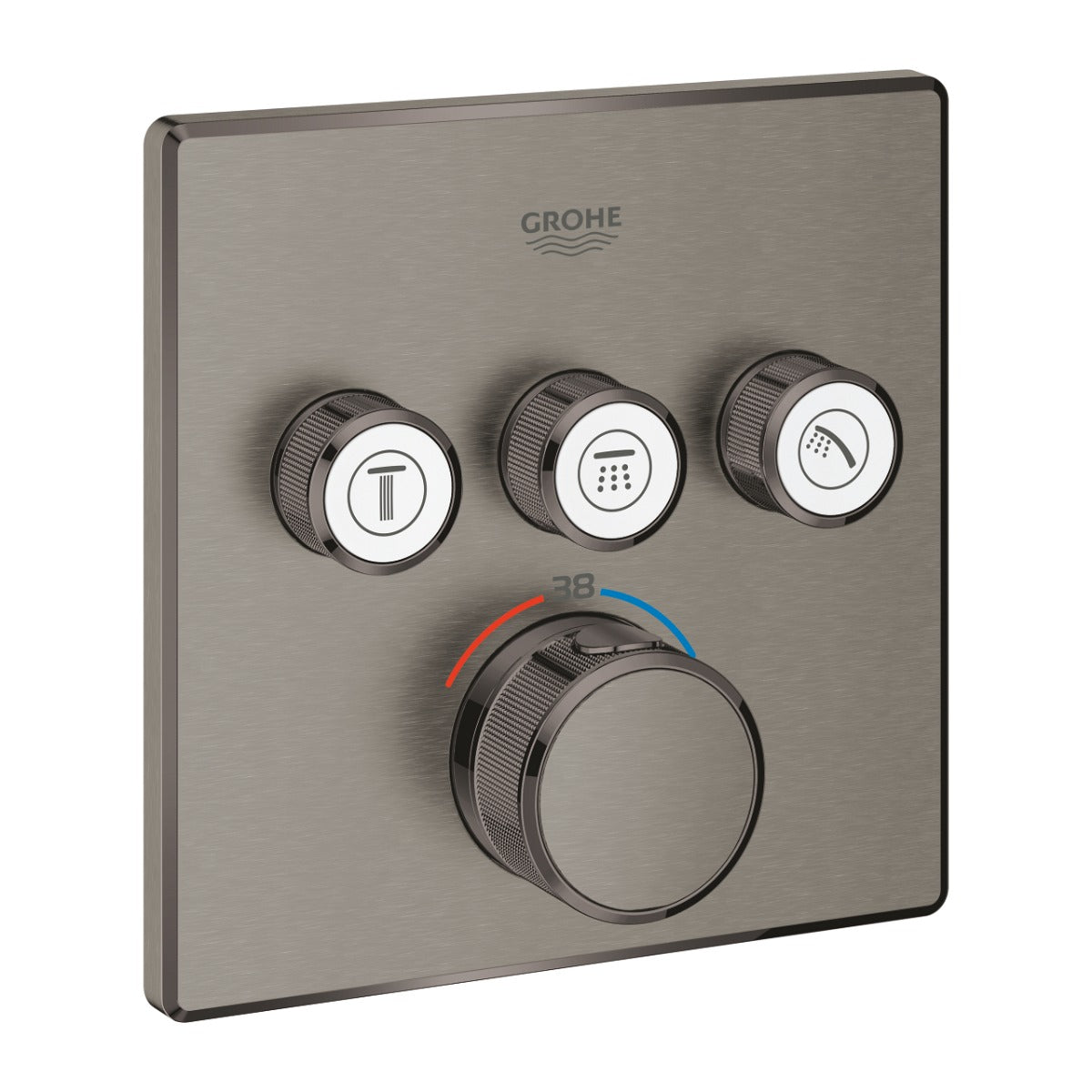 Unitate comanda dus Grohe Grohtherm SmartControl Cube, aparent, 3 iesiri, termostat, brushed hard graphite - 29126AL0