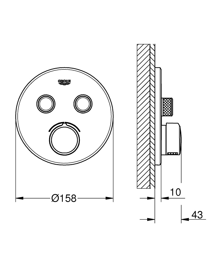 Baterie dus doua iesiri Grohe SmartControl, fara termostat, fara corp incastrat-29145000