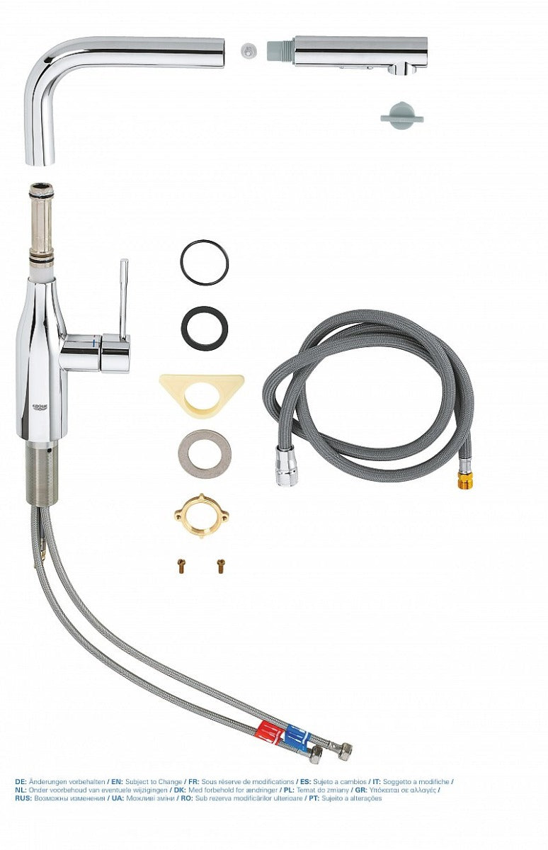 Baterie bucatarie, dus extractabil Grohe Essence New, cartus ceramic,anti-calcar, crom-30270000