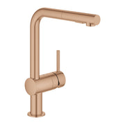 Baterie de bucatarie Grohe Minta, 3/8'', Tip L, dus extractabil, 2 jeturi, pivotanta, limitator, brushed warm sunset - 30274DL0