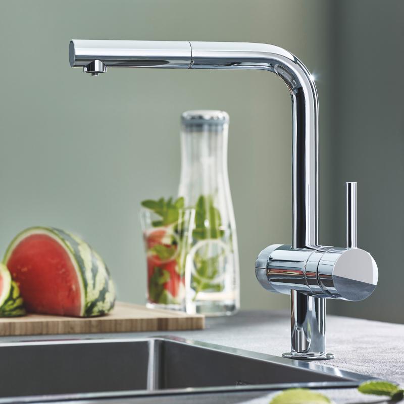 Baterie bucatarie cu filtru de apa Grohe Blue Pure Minta, cap retractabil, filtru 3000l,crom-30382000