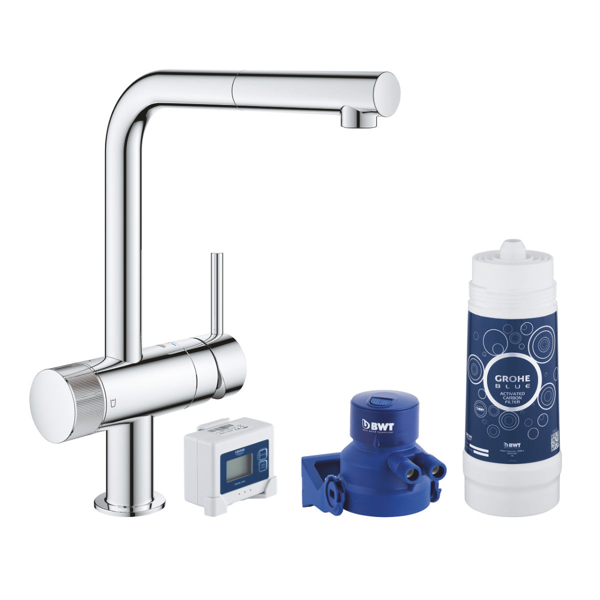 Baterie bucatarie cu filtru de apa Grohe Blue Pure Minta, cap retractabil, filtru 3000l,crom-30382000