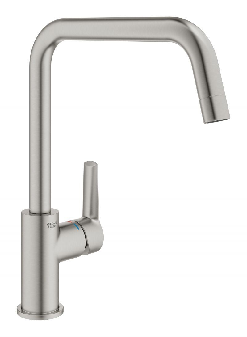 Baterie de bucatarie Grohe Start, 3/8'', pipa inalta, tip U, pivotanta, supersteel - 30470DC0