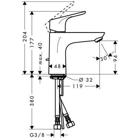 Baterie lavoar Hansgrohe Focus 100, ventil pop-up, crom - 31607000