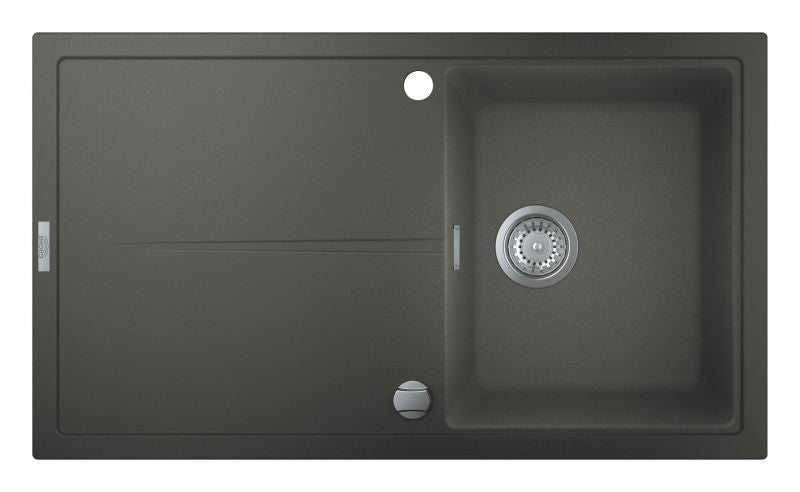Chiuveta Quartz composite Grohe, reversibila, montare pe blat, evacuare automata, Kit montaj si evacuare, Antracit, - 31640AT0
