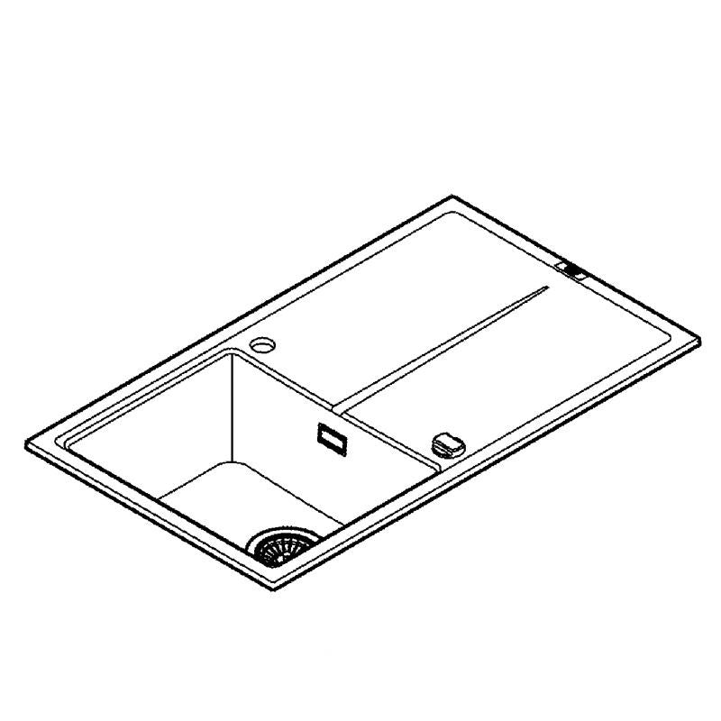 Chiuveta Quartz composite Grohe, reversibila, montare pe blat, evacuare automata, Kit montaj si evacuare, Antracit, - 31640AT0