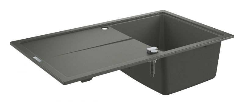 Chiuveta Quartz composite Grohe, reversibila, montare pe blat, evacuare automata, Kit montaj si evacuare, Antracit, - 31640AT0