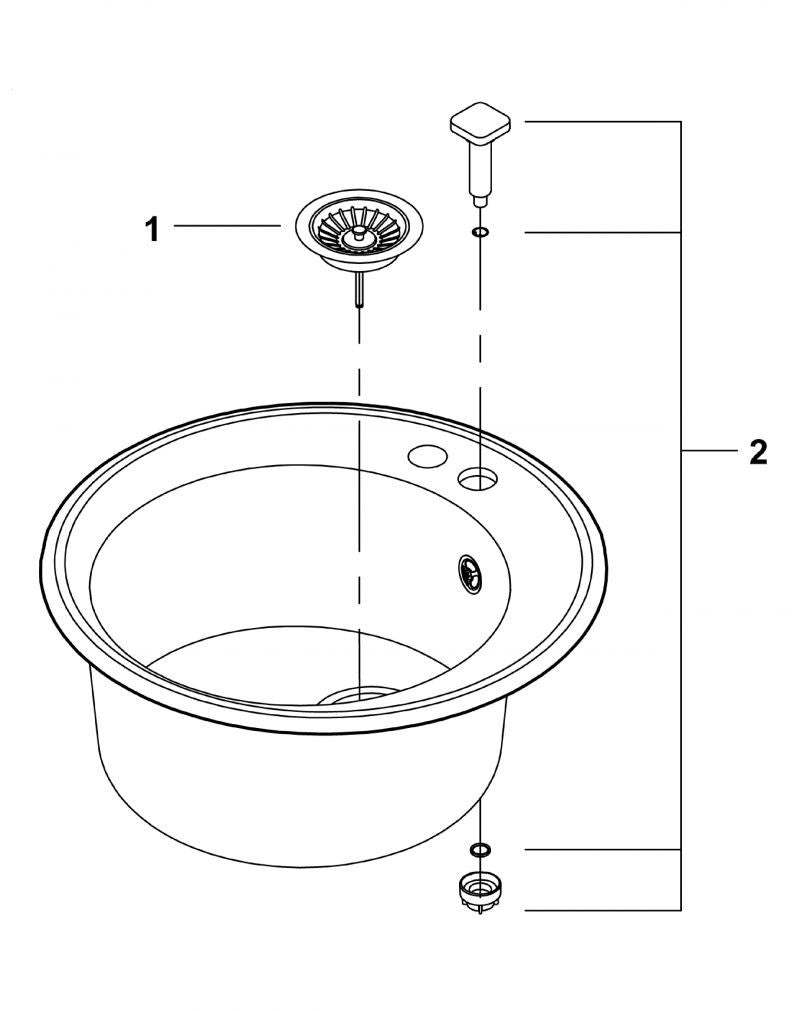 Chiuveta Quartz composite Grohe K200, 380 x 200 mm, montare pe blat, evacuare manuala, 31656AP0