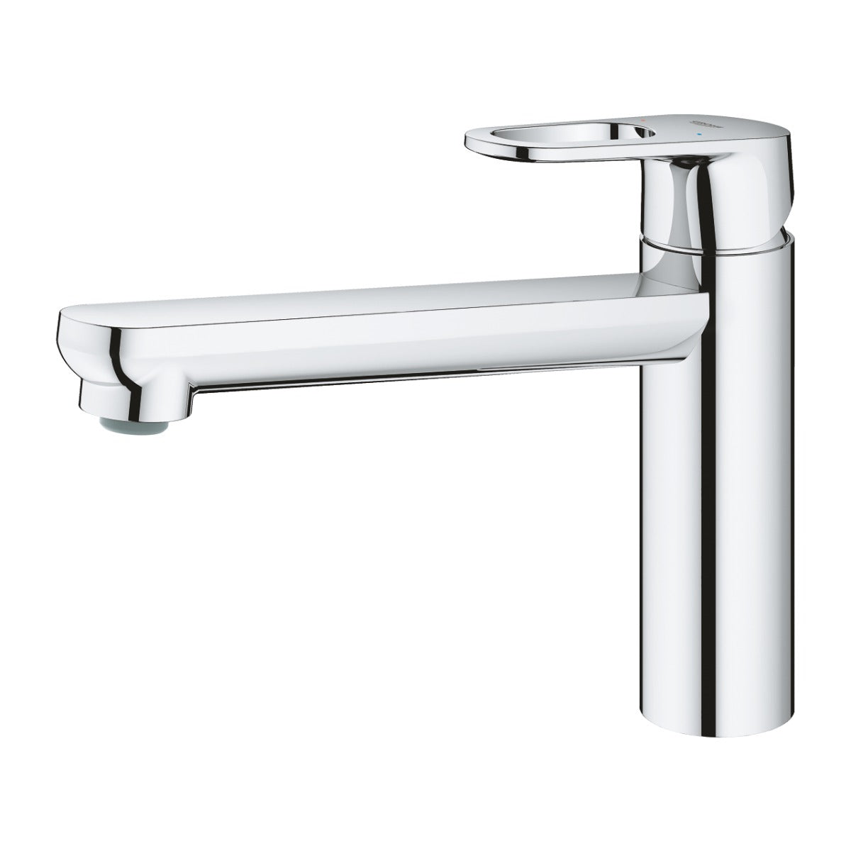 Baterie de bucatarie Grohe Bauflow, monocomanda, tip L, pipa medie, pivotanta, limitator, crom 31688000