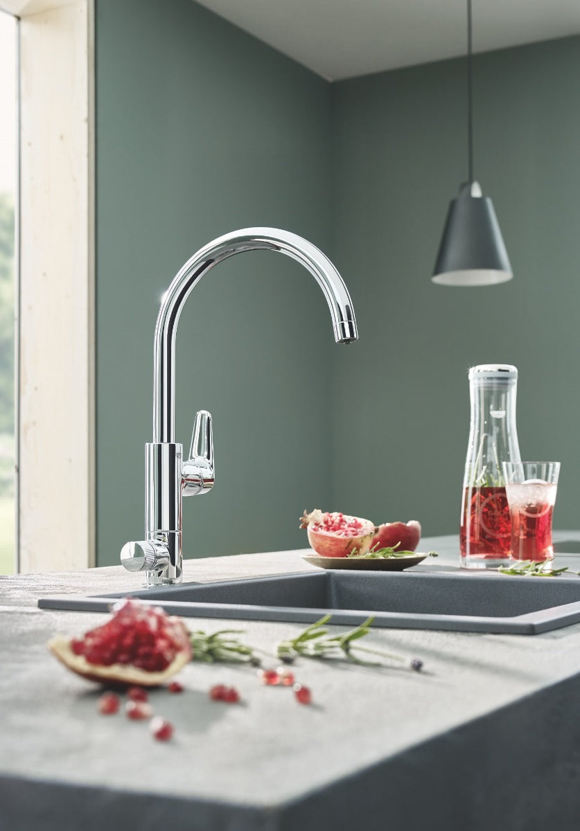 Baterie de bucatarie Grohe BauCurve Blue Pure,  monocomanda, pipa inalta, fara filtru, crom - 31723000