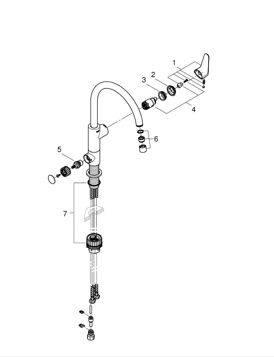 Baterie de bucatarie Grohe BauCurve Blue Pure,  monocomanda, pipa inalta, fara filtru, crom - 31723000