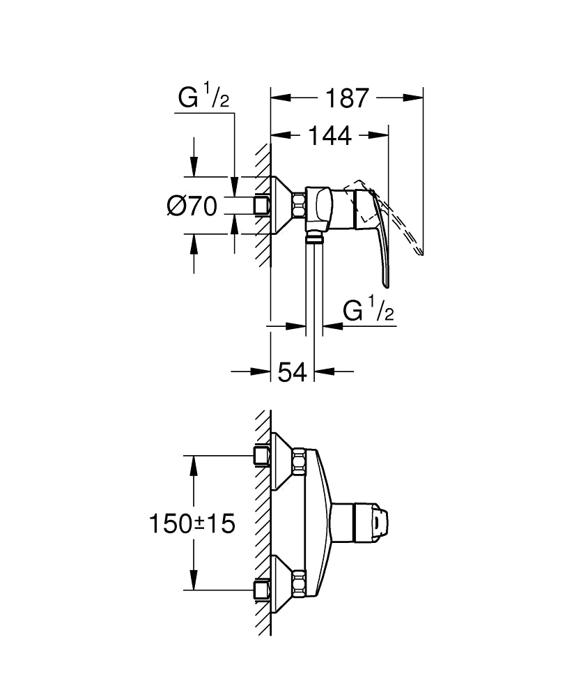 Baterie dus Grohe Start, monocomanda, crom - 32279001
