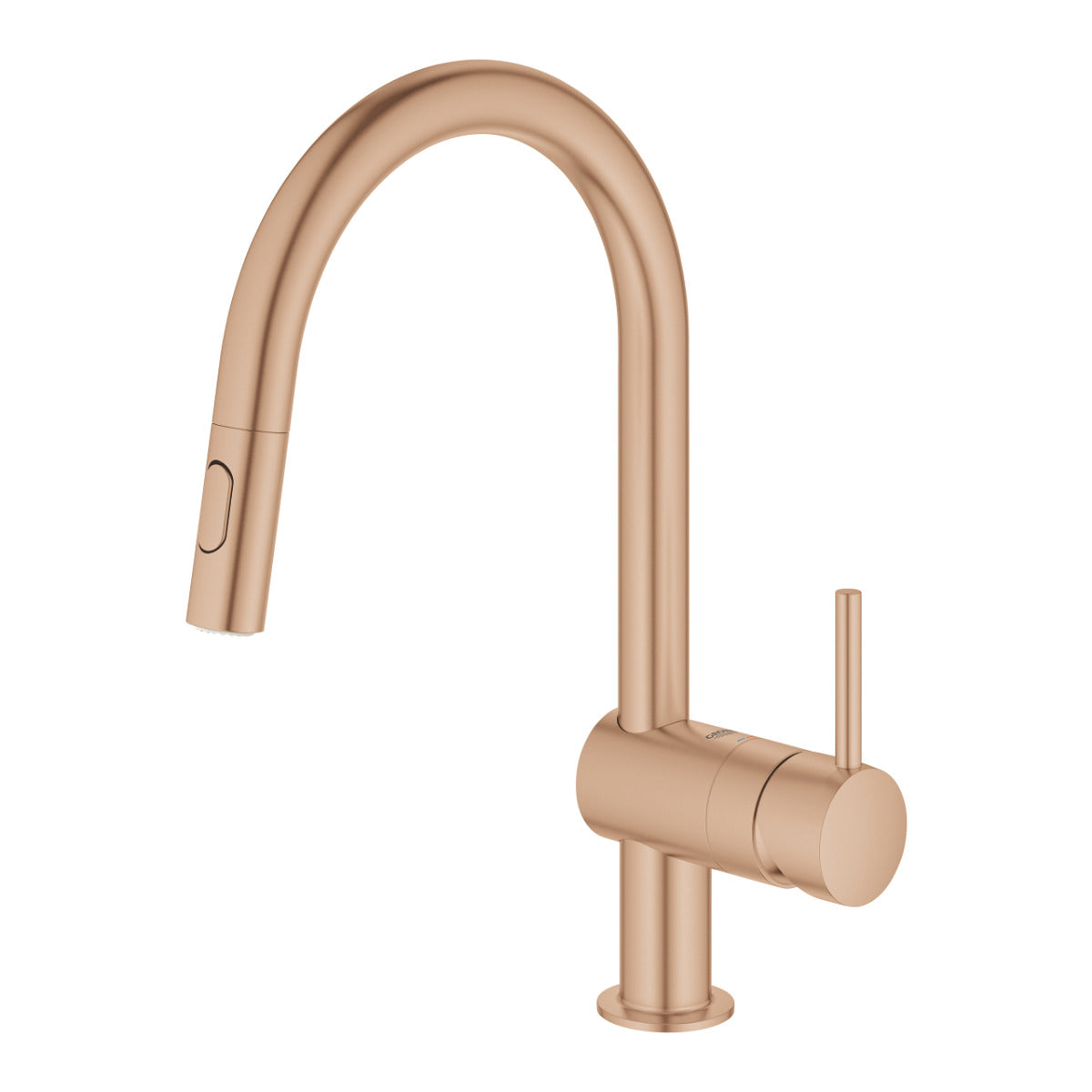 Baterie bucatarie Grohe Minta cu dus extractibil, pipa C, brushed warm sunset - 32321DL2