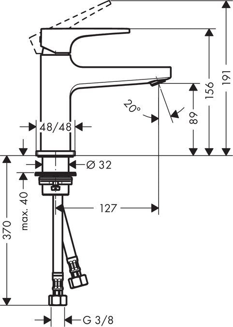 Baterie lavoar Hansgrohe Metropol 100, pipa 127 mm, crom - 32500000
