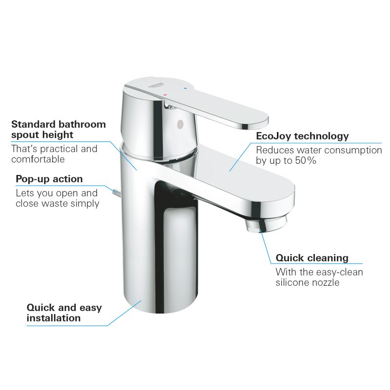 Baterie lavoar, Grohe Get, marimea S, crom,furtunuri flexibile -32883000