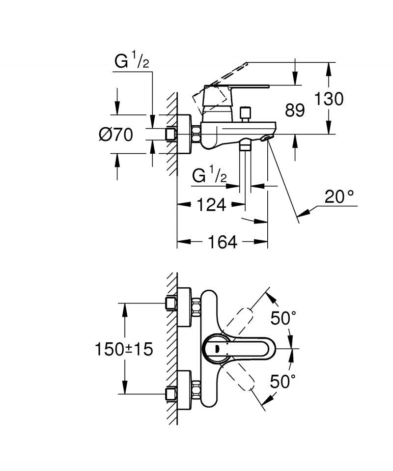 Baterie de cada Grohe Get, monocomanda, crom - 32887000