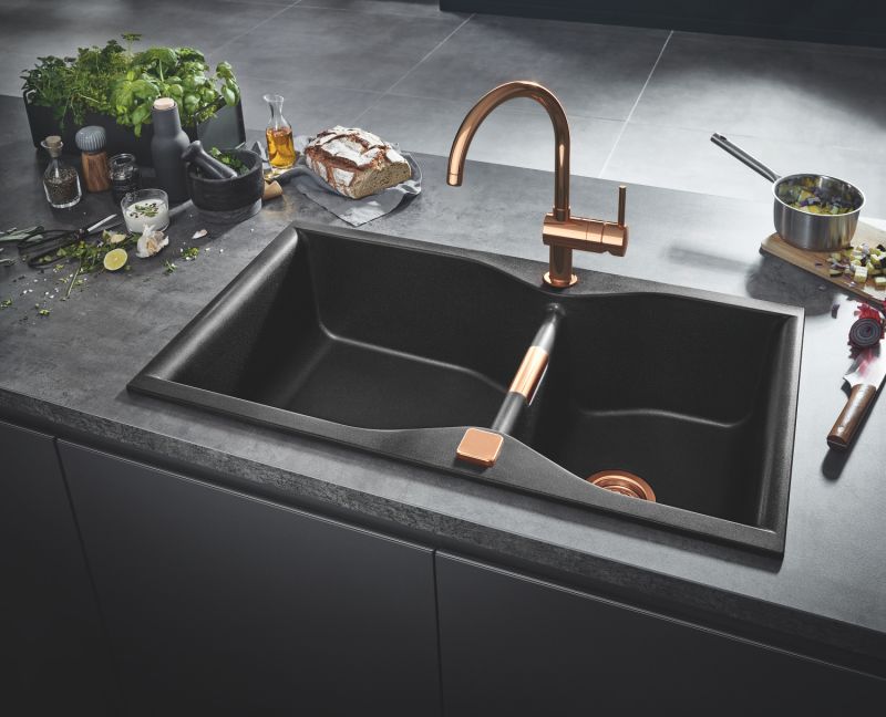 Baterie de bucatarie Grohe Minta, 3/8'', monocomanda, pipa inalta, cartus ceramic, pivotanta, warm sunset - 32917DA0