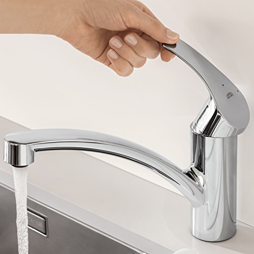 Baterie bucatarie Grohe Eurosmart New pipa joasa, crom, furtune flexibile,(33281002), aerator rezerva(48264000)