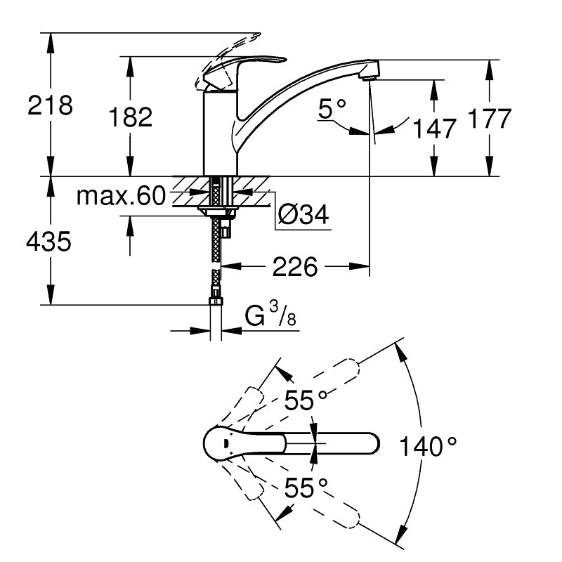 Baterie bucatarie , Grohe Eurosmart+bagheta magnetizat apa Energetix(33281002,ENX 400 BAGHETA)
