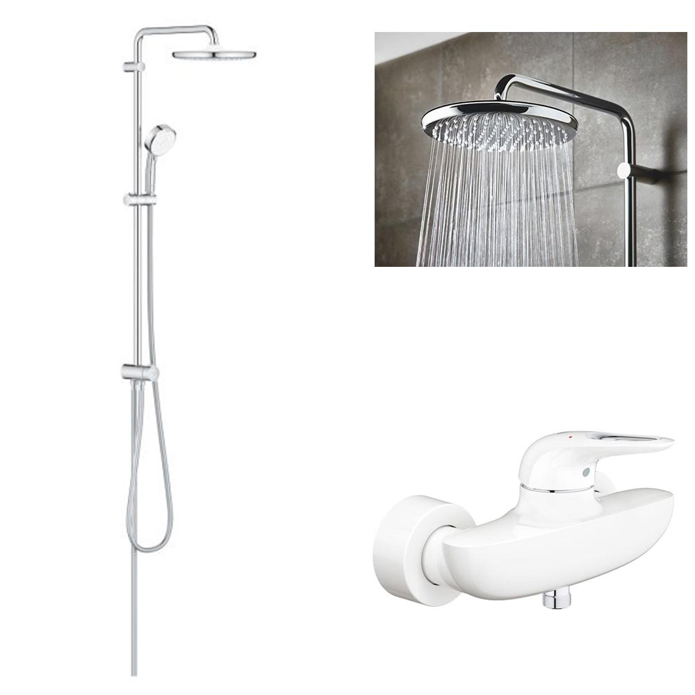 Coloana dus Grohe Tempesta 250+baterie cabina dus Grohe Eurostyle alb,maner decupat  (33590ls3,26675000)