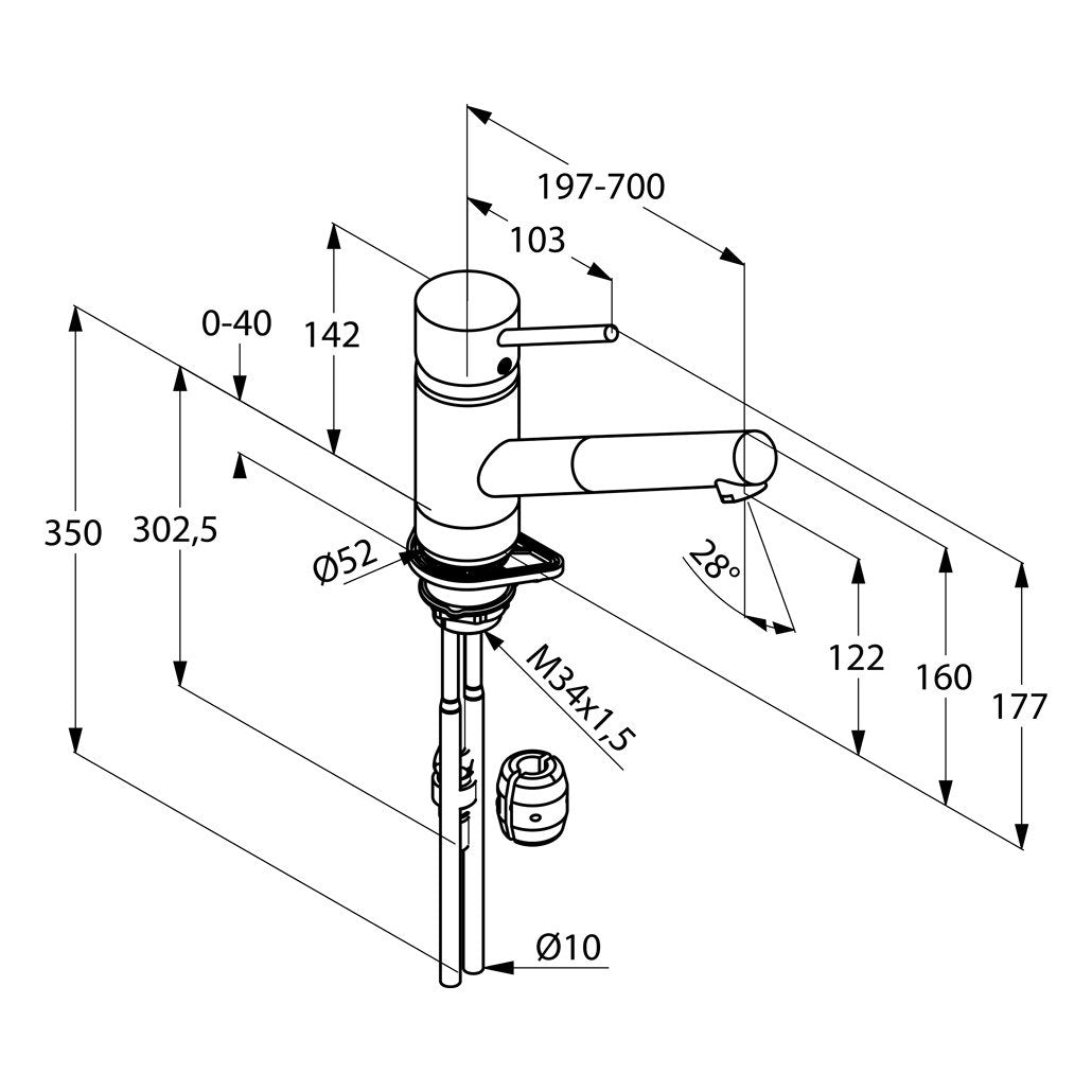 Baterie bucatarie Kludi Scope XL, dus extractibil, crom - 339310575