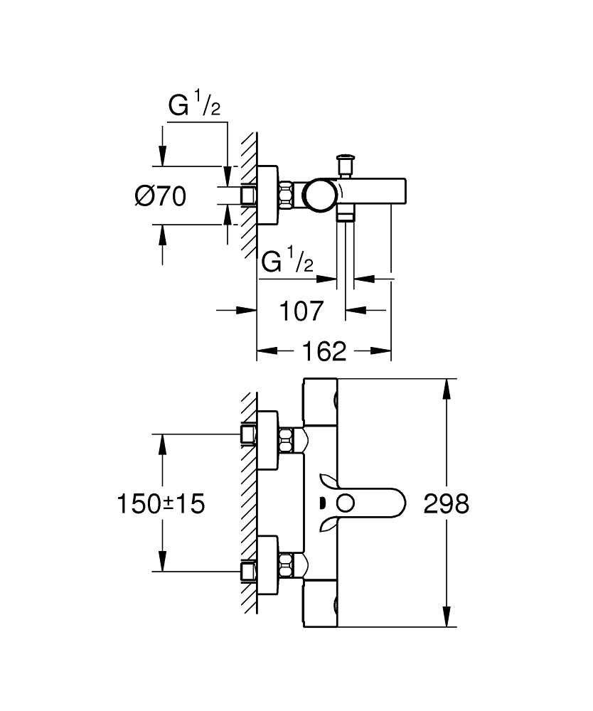 Baterie cada/dus Grohe Grohtherm 1000 Cosmopolitan-34215002