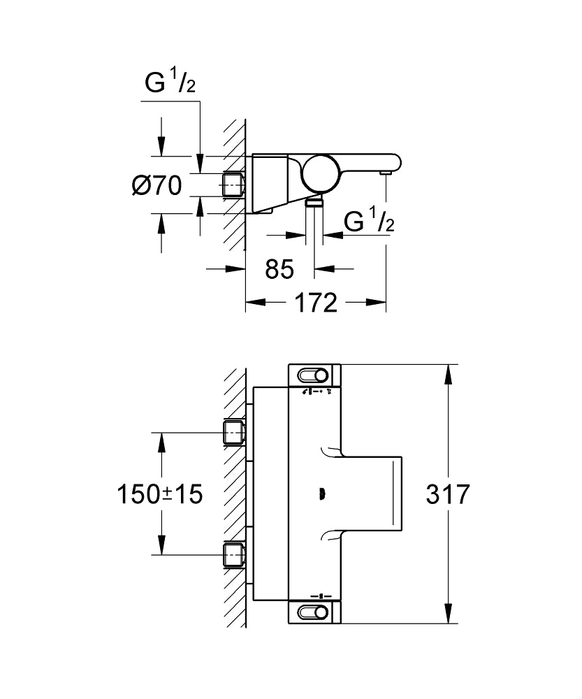Coloana cabina dus cu termostat, Grohe Grohtherm 2000 New, palarie 200mm,jet,crom(34464001 ,27389002)