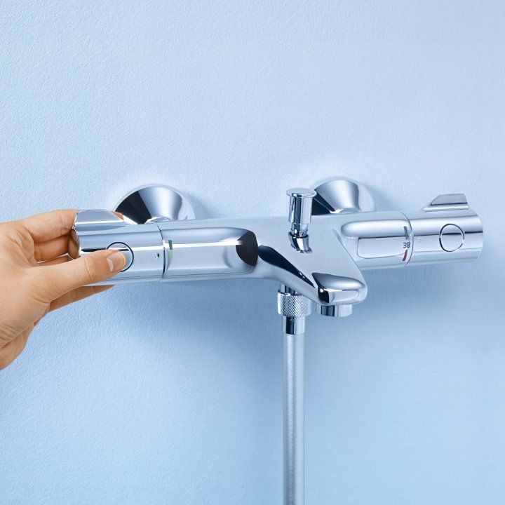 Pachet baterie cada/dus cu termostat Grohe Grohtherm 800(34567000) + para de dus mono Grohe New Tempesta(27852001)