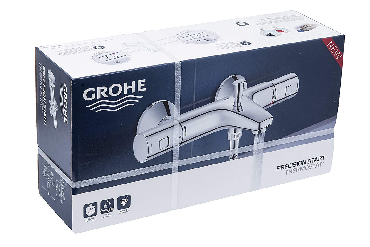 Baterie cada cu termostat Grohe Precision Start, diverter, protectie reflux, filtru impuritati, garnitura ceramica, crom-34598000