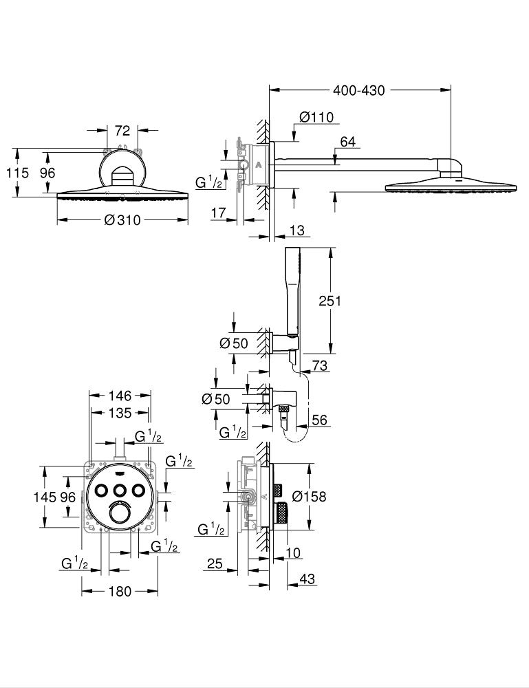 Sistem de dus incastrat Grohe SmartControl Perfect, crom - 34709000