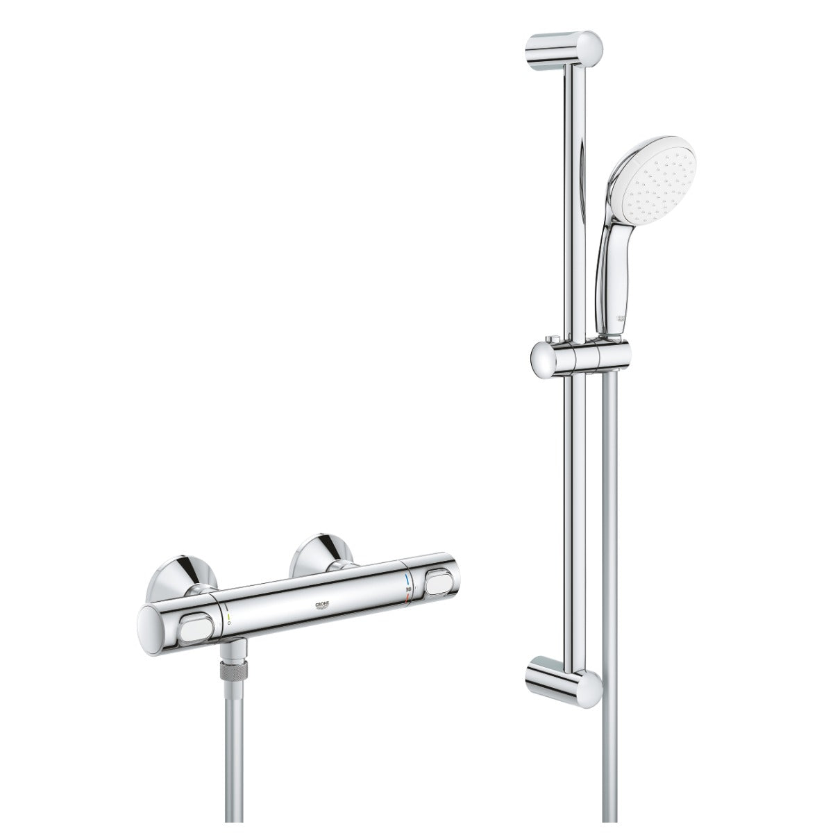 Baterie cabina dus cu termostat, Grohe Grohtherm 500, set de dus inclus, crom-34796000