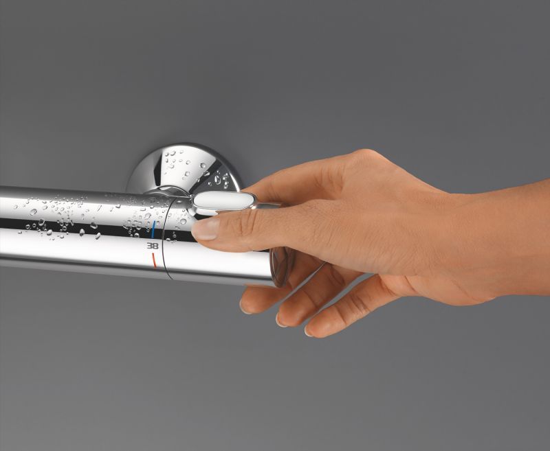 Coloana dus Grohe Vitalio palarie patrata 25 cm, baterie cabina dus termostat Precision Flow (26698000 ,34840000)
