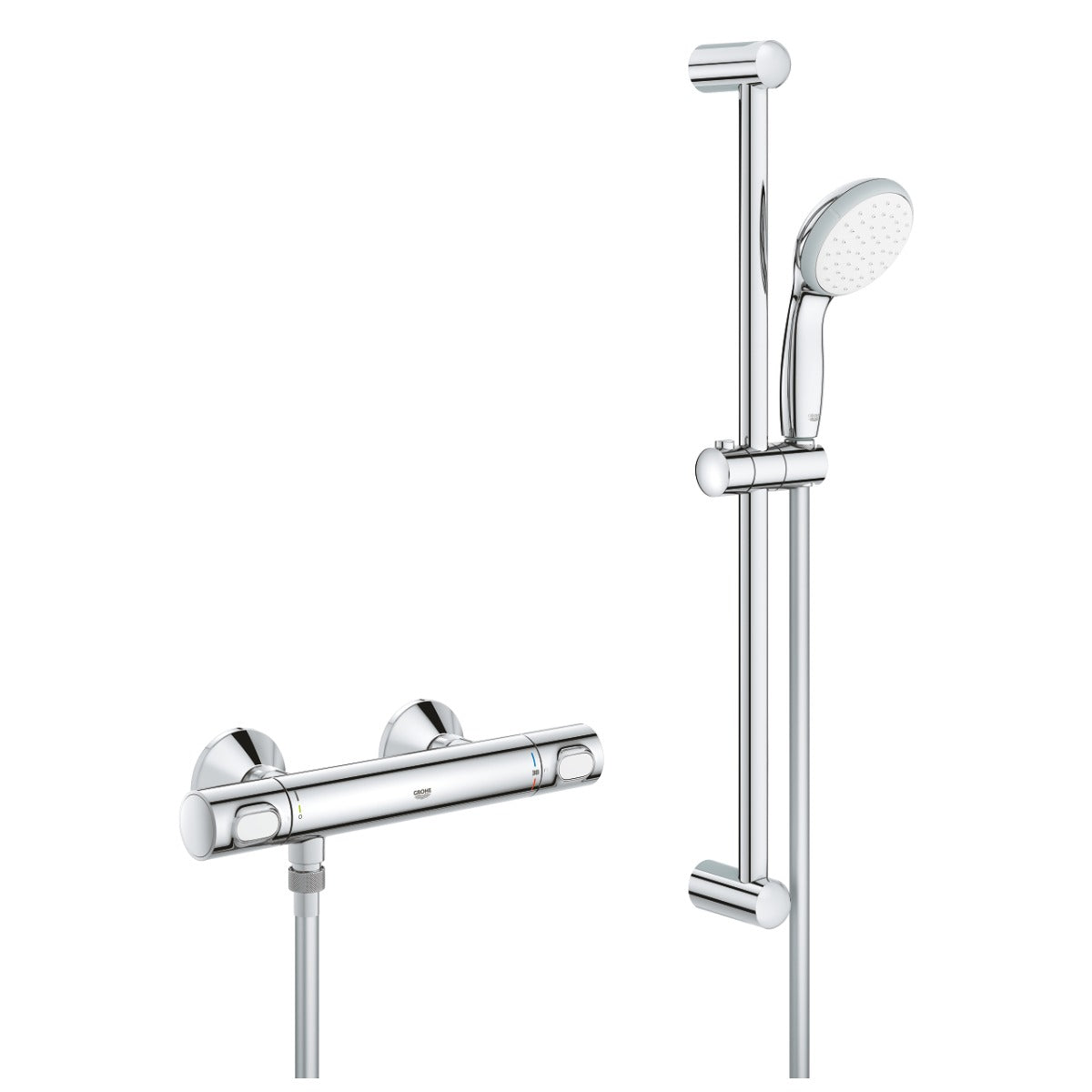 Baterie cabina dus cu termostat, Grohe Precison Flow, set de dus inclus, crom-34841000