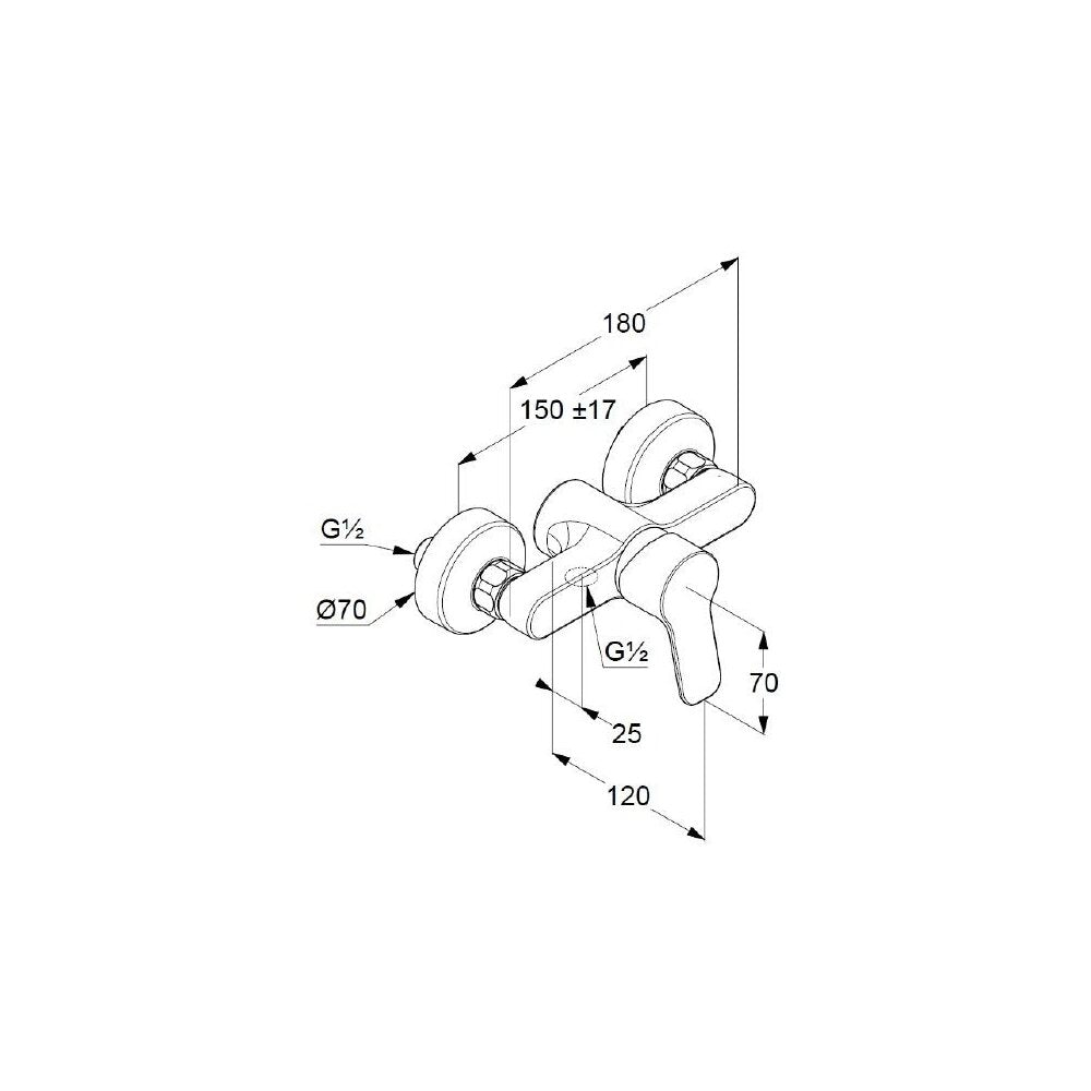 Baterie dus Kludi Pure&Easy, monocomanda, crom - 378460565