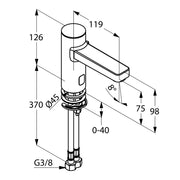 Baterie baie lavoar Kludi Zenta, senzor, alimentare cu baterie, reglaj manual temperatura - 3810005