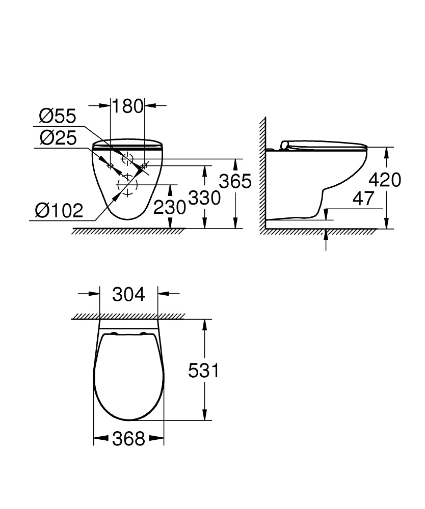 Set vas WC Grohe Bau Ceramic suspendat Rimless cu capac soft-close - 39351000