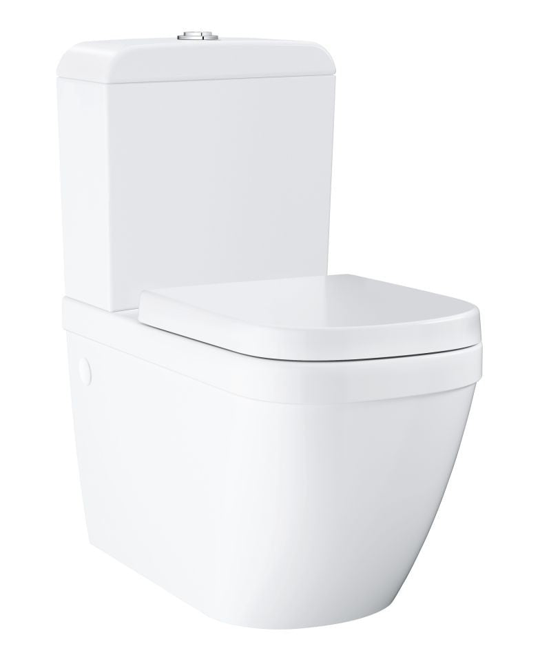 Set vas WC Euro Ceramic 3946200H, montare pe podea, rimless, dubla spalare, alb- 3946200H