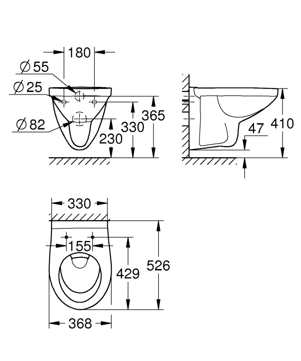 Vas WC Grohe Bau Ceramic suspendat, alb - 39491000