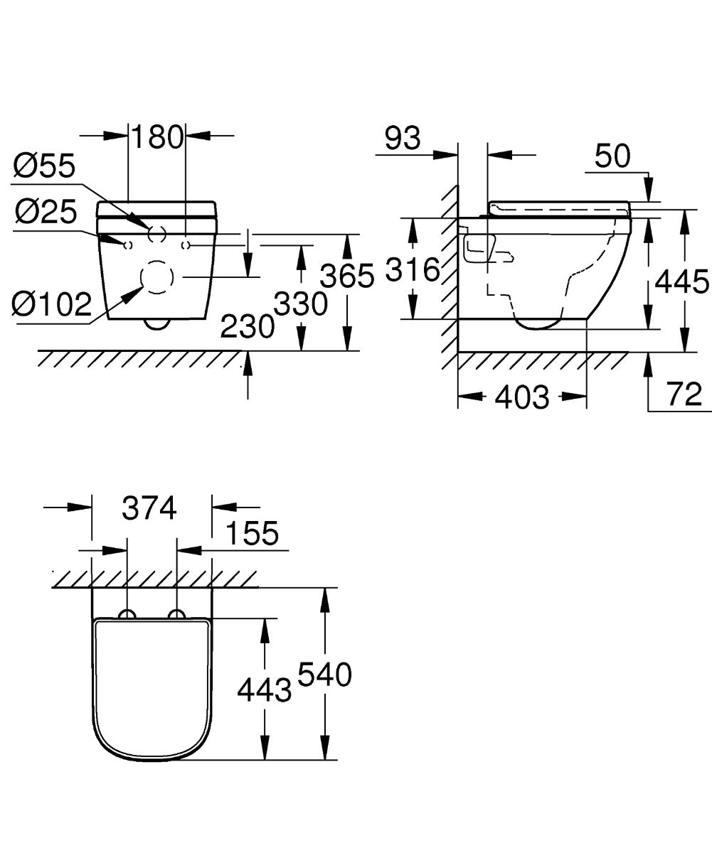Vas WC Grohe Euro Ceramic, suspendat, capac soft close, rimless, alb - 39703000