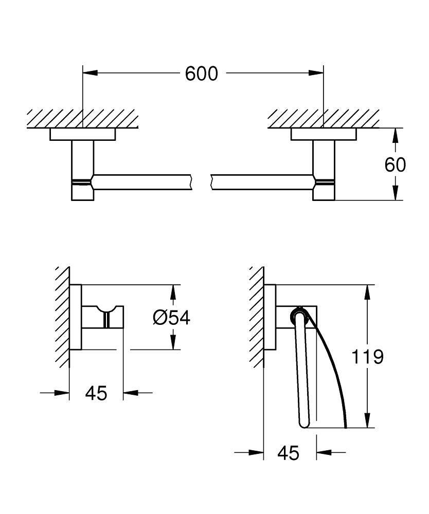 Set accesorii baie Grohe Essentials Guest, 3 piese, supersteel - 40775DC1